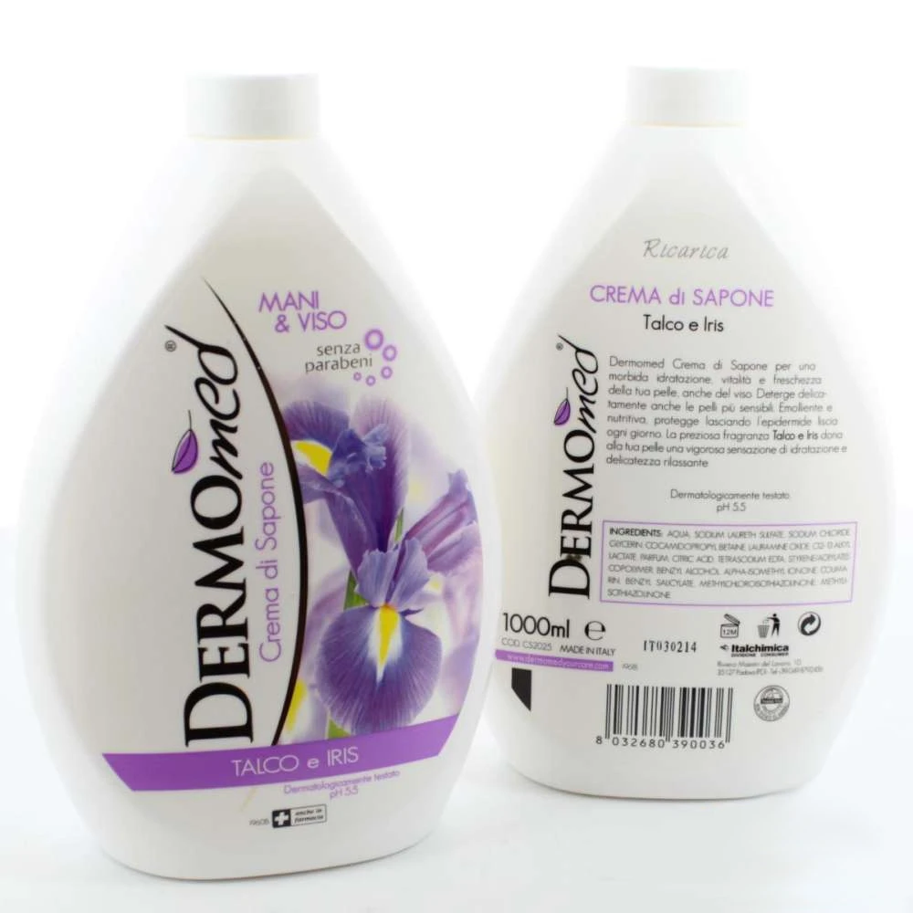 Dermomed - Sapone Liquido Talco E Iris Ricarica 1 Lt 1 Dermomed - Sapone Liquido Talco E Iris Ricarica 1 Lt