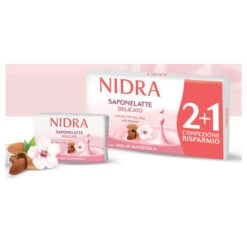 Nidra Saponelatte Delicato Con Latte Di Mandorla Saponetta 2+1 Pz