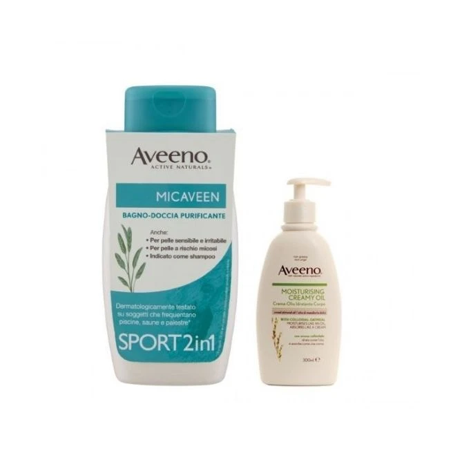 Aveeno Micaveen Bagno-Doccia Purificante 250ml + Crema-Olio Idratante Corpo 250ml. 1 Aveeno Micaveen Bagno-Doccia Purificante 250ml + Crema-Olio Idratante Corpo 250ml.