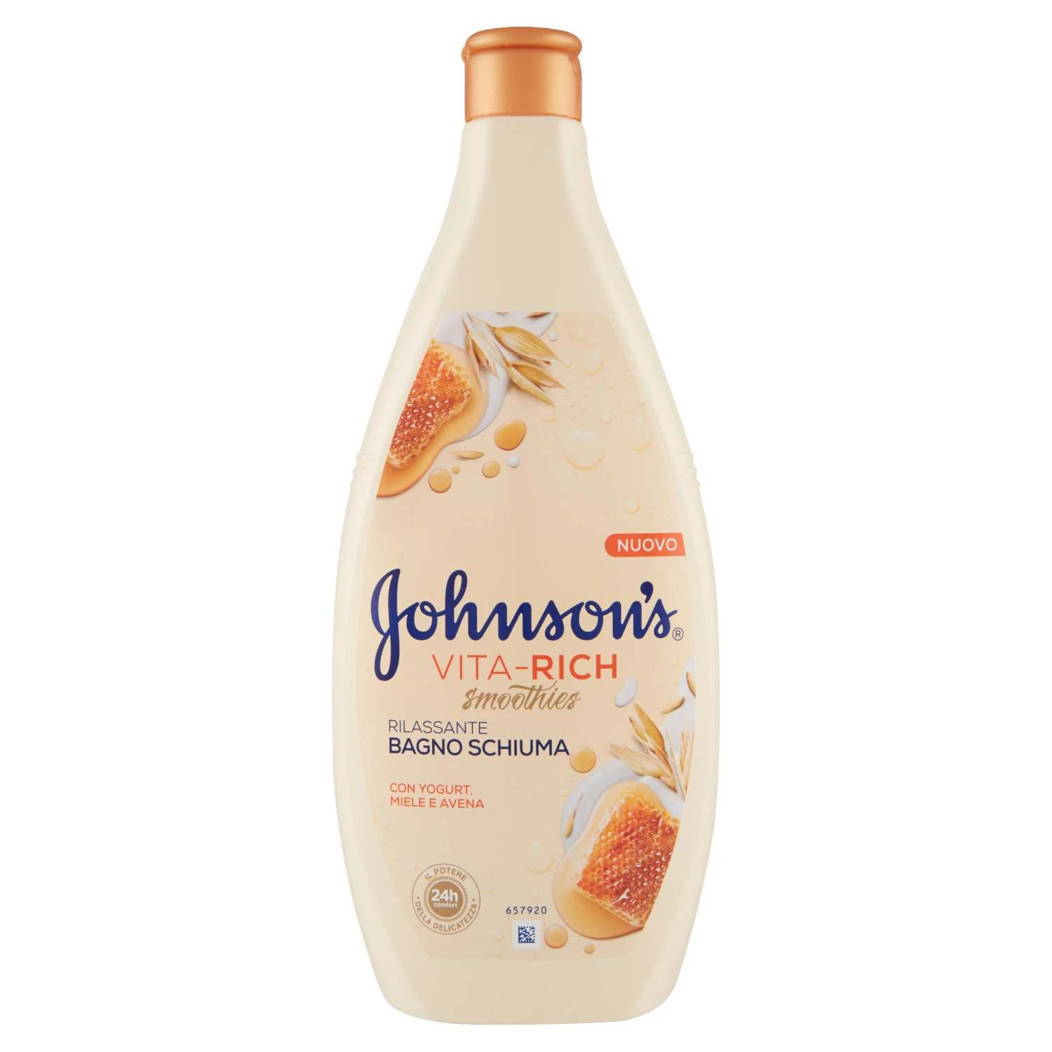 Johnson's Vita-Rich Smoothies Bagno Schiuma Rilassante Con Yogurt, Miele E Avena 1 Johnson's Vita-Rich Smoothies Bagno Schiuma Rilassante Con Yogurt, Miele E Avena