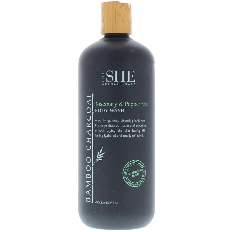 Om She Aromatherapy Charcoal Bamboo Rosemary & Peppermint Bagnoschiuma 500 Ml 1 Om She Aromatherapy Charcoal Bamboo Rosemary & Peppermint Bagnoschiuma 500 Ml